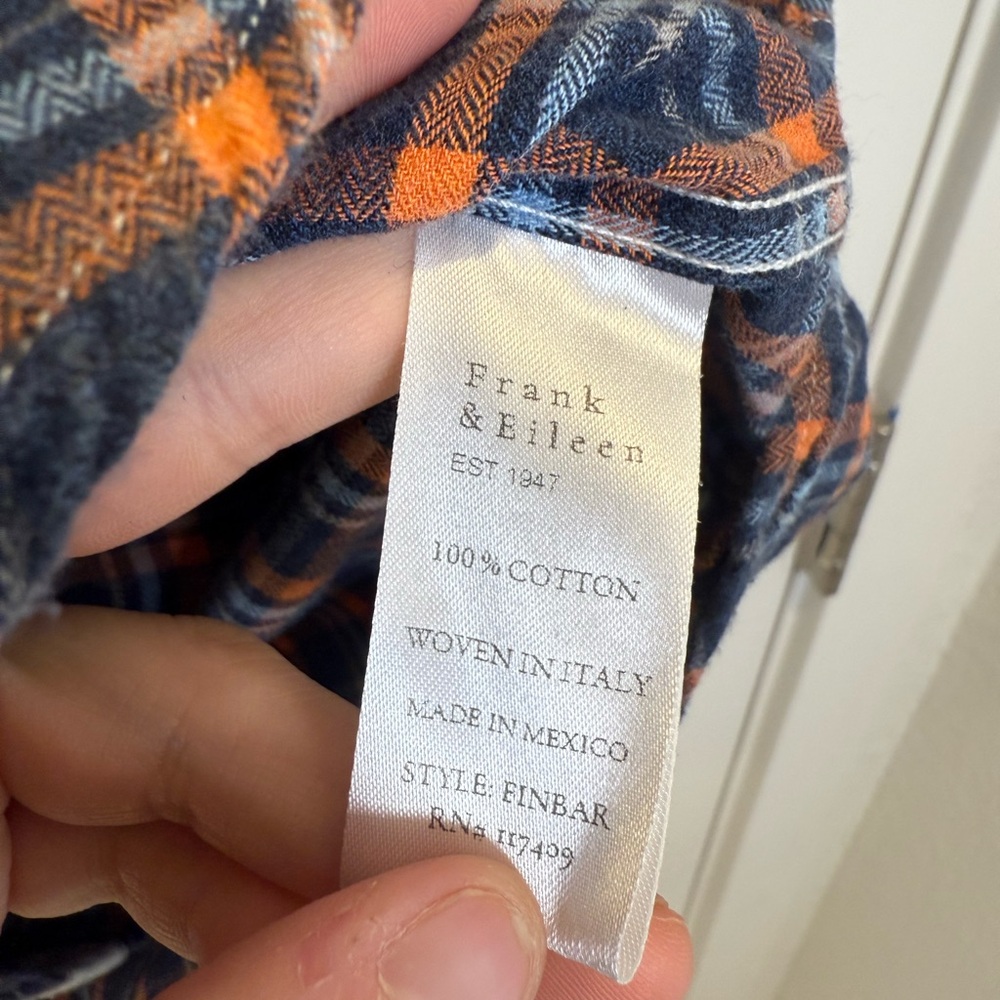 Frank & Eileen Blue and Orange Checkered Shirt - Picture 4 of 7